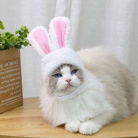 Słodki kociak nakrycia głowy króliczek przeciągnij kapelusz kot pies nakrycia głowy kostium wydajność PhotoProps zabawny kapelusz dla psa uszy królika Cosplay ciepły kaptur 2
